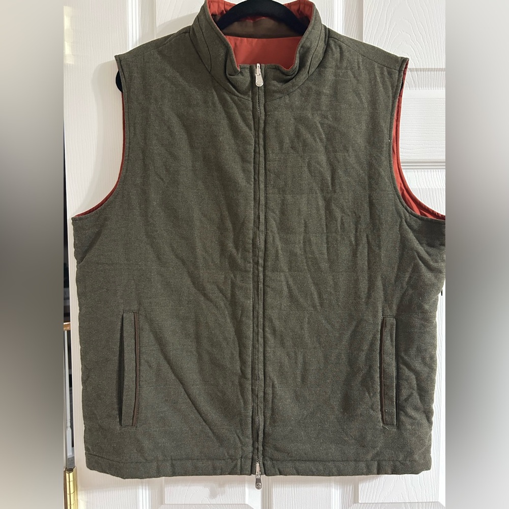 Peter Millar Crown Reversible Stretch Cotton Quilted Full Zip Vest Sz Large EUC